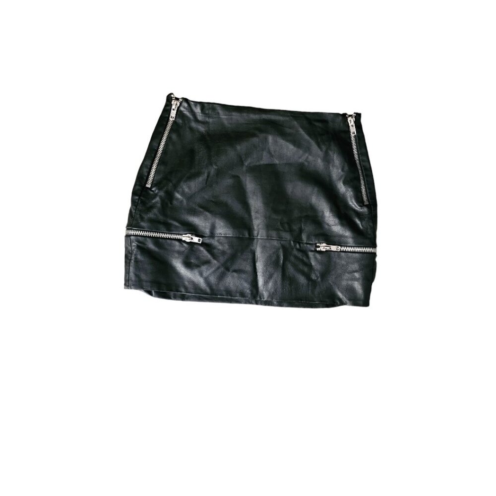 Lush Black Leather Zipper Skirt Medium